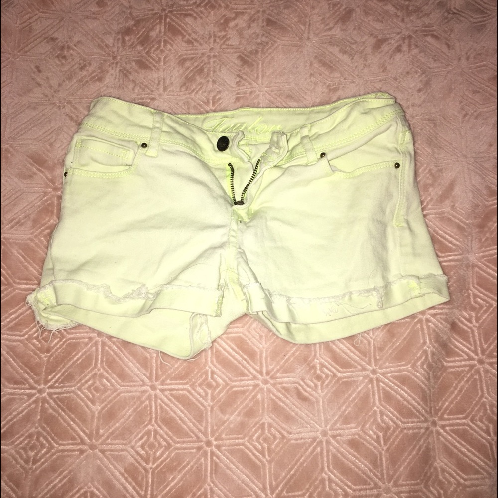 Neon denim shorts